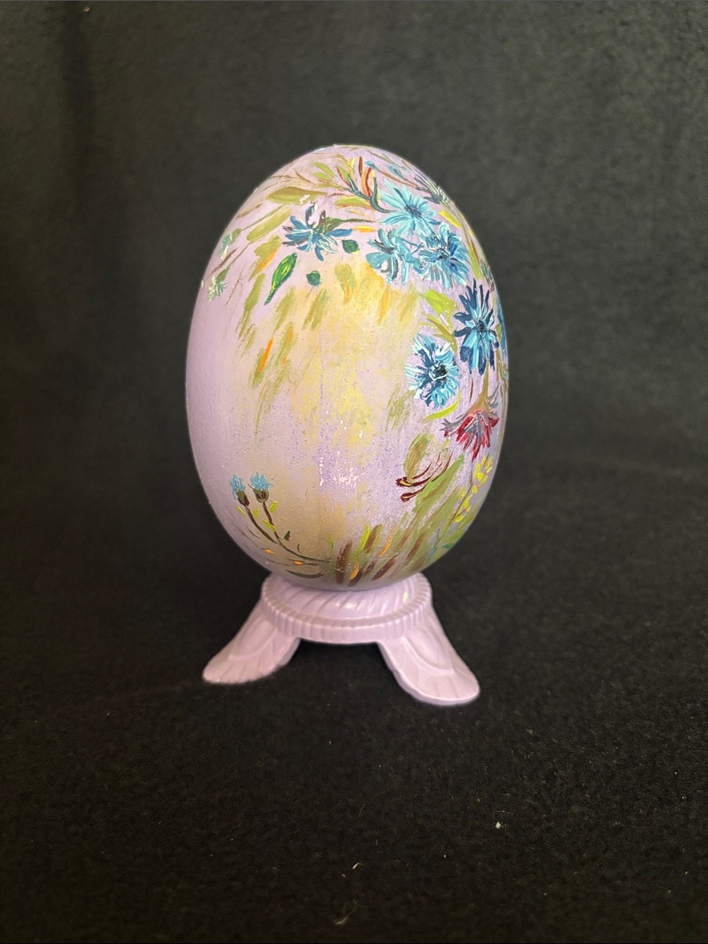 Handpainted egg on stand for Crafting or Decor